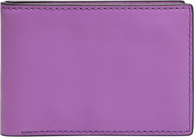 FOSSIL Leren Kaarthoes Steven Front Pocket Wallet Bifold Bright Purple Paars