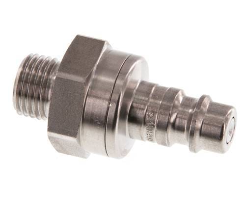 RVS DN 7.2 (Euro) Luchtkoppeling Insteeknippel G 1/4 inch Buitendraad Double Shut-Off - CLP7-M-S-SV-014
