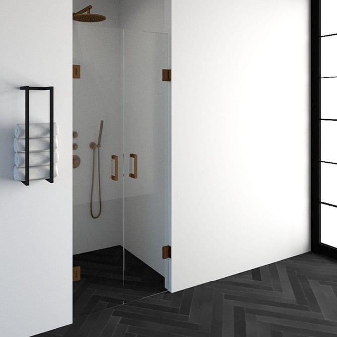 Brauer Void - Pendeldeuren - Helder Glas - 80 x 200 cm - incl. Glascoating - PVD Koper Geborsteld