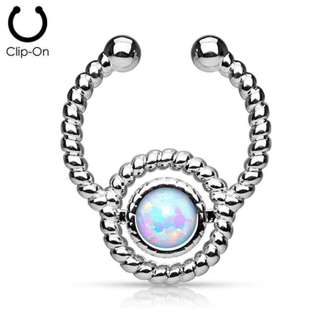 Fake piercing roped opal - LMPiercings