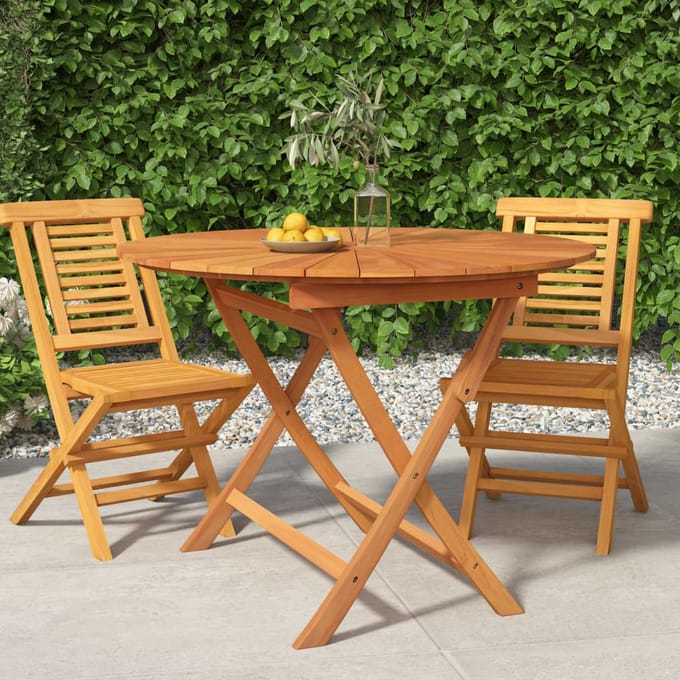 vidaXL - Tuintafel - inklapbaar - Ø - 85x75 - cm - massief - teakhout