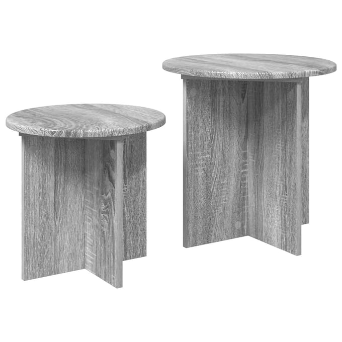 vidaXL - Bijzettafelset - 2 - st - Grijs - sonoma - Ø - 45 - x - 45 - cm