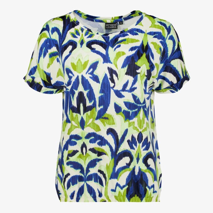 TwoDay dames top met print blauw groen - Maat M