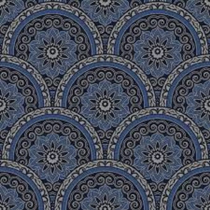 Retro behang blauw sk10026