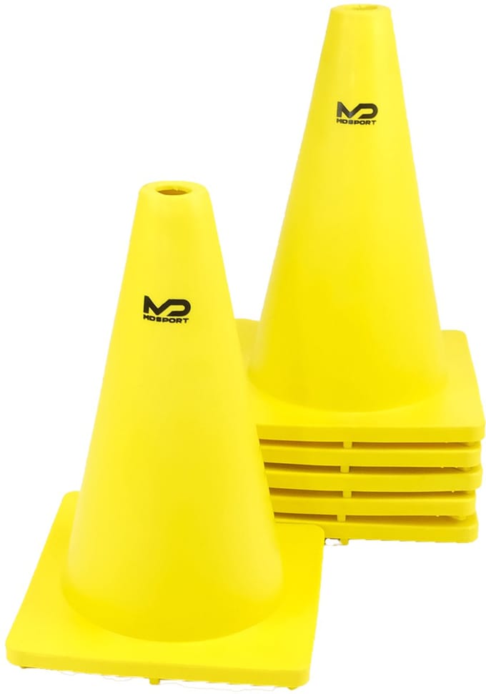 MDsport - Pion flexibel - Pylon flexibel - Onbreekbare pion - Zachte pion - Set van 6 - Geel