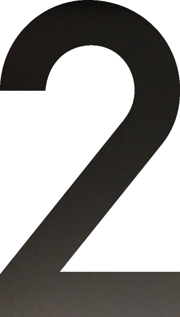 Huisnummer 20 cm - Nummer 2 - Mat Zwart RVS