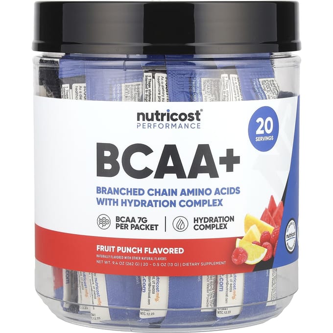 Nutricost, Performance, BCAA+, Punch aux Fruits, 20 sachets, 13 g (0,5 once) chaque