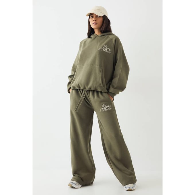 Dames DSGN Studio Script Straight Leg Jogger | Olijf | Maat: Medium