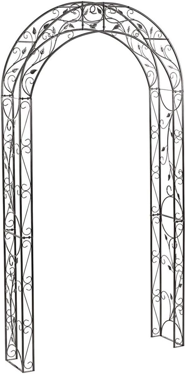 Rozenboog - Tuinboog - Romantische Tuin - Elegant Nostalgisch Design - 236 cm - Grijs/Zwart