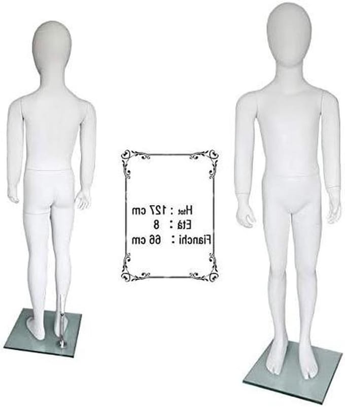 Kinder Etalagepop - Kledingpop Kind - Kleding Presenteren - Mat Wit Glasvezel - 127 cm Hoog - Wit