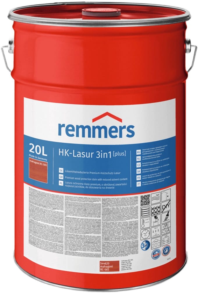 Remmers - HK 3in1 glazuur [plus] 20 l, mahonie