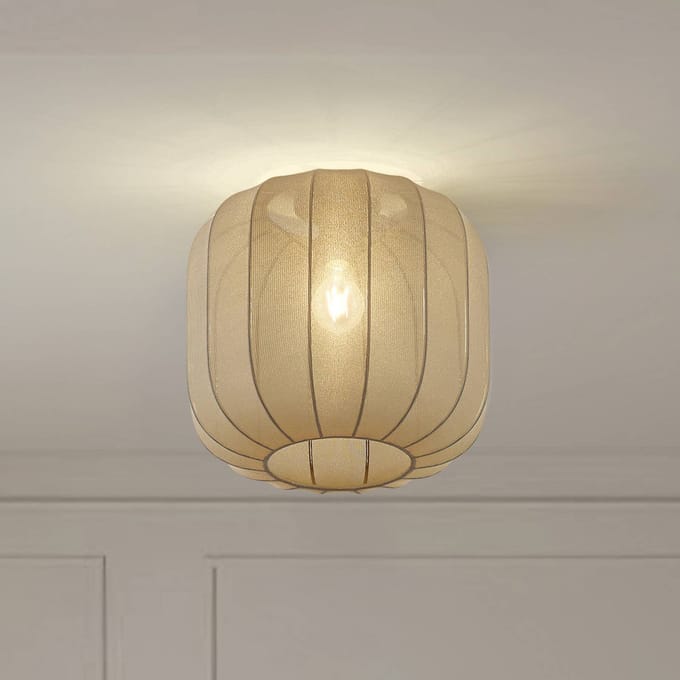 Lindby - plafondlamp - 1licht - Stof - H: 32 cm - E27 - grijs