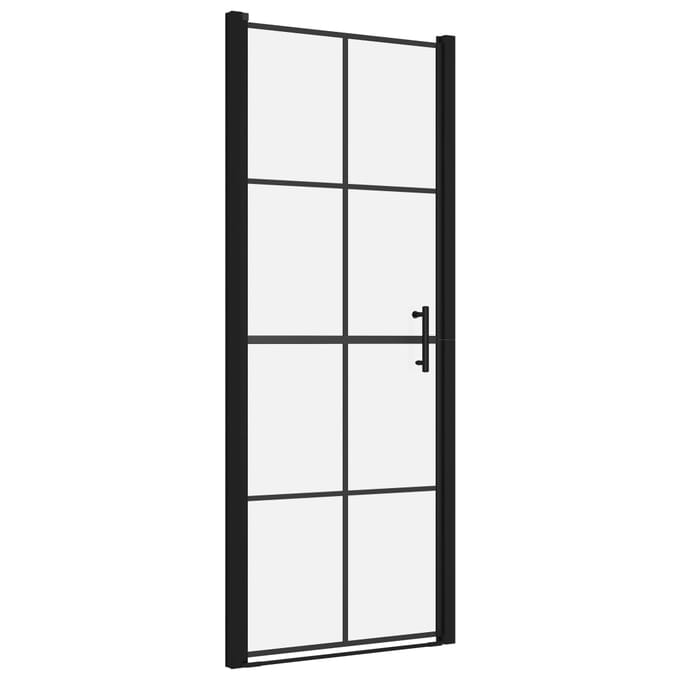 vidaXL - Douchedeuren - 81x195 - cm - gehard - glas - zwart