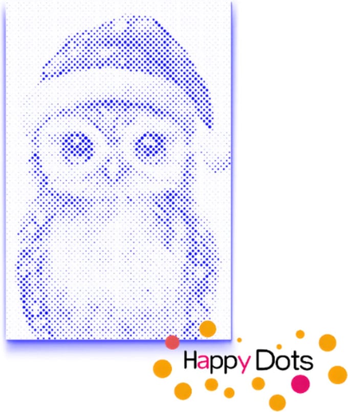 HappyDots DOT Painting Uil met Kerstmuts - Stippelschilderij 40x60cm