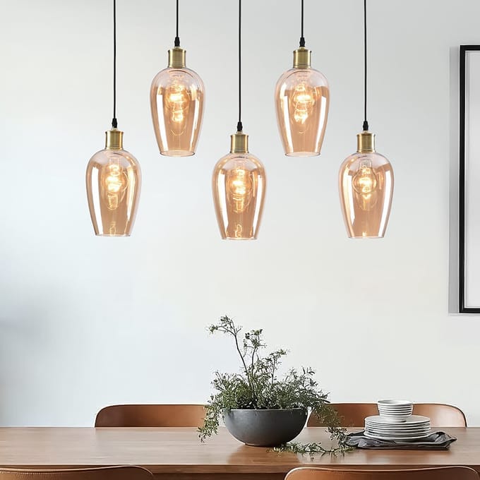 LumenXL Hanglamp 5-lichts Valerie - amber glas