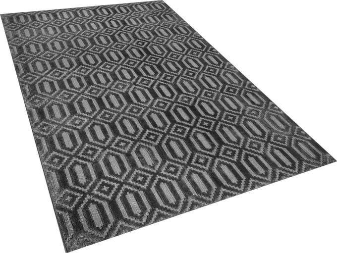 ADATEPE - Laagpolig vloerkleed - Donkergrijs - 140 x 200 cm - Viscose