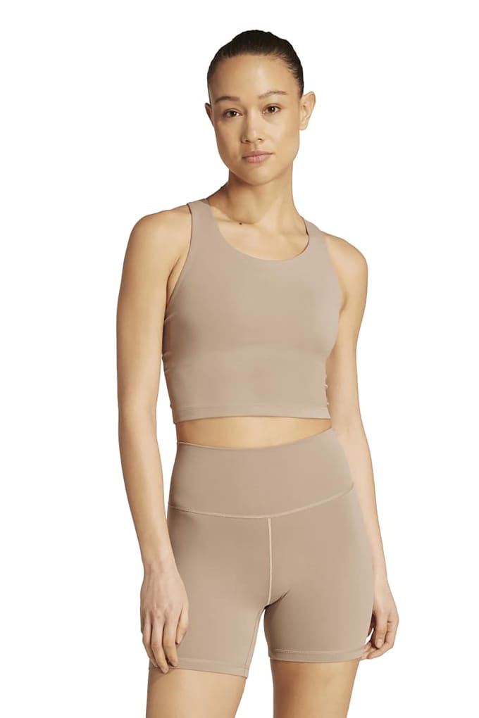 Adidas Performance All Me Medium Support Bra Tank Chalky Brown Größe: S | Sport BHs Outlet | Damen | Braun