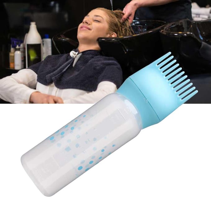 Haarverffles Shampoo Haarkleurmiddel Applicatorfles met Kam 170ml (Blauw) blauw