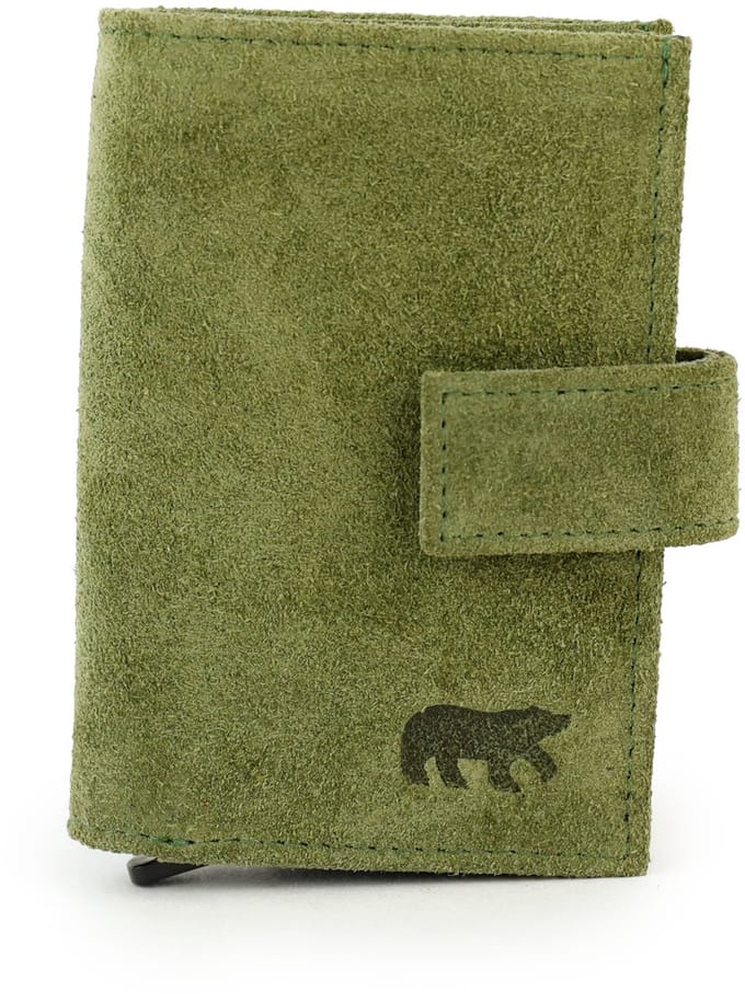Bear Design Elsie Suede Leren Creditcardhouder / Pasjeshouder / Portemonnee - Mosgroen