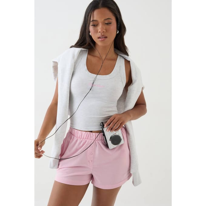 Dames Dsgn Studio Lounge Henley Knoop Superzacht Kort | Roze | Maat: 3XL
