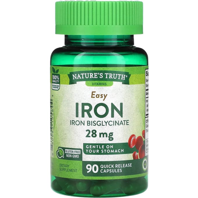 Nature's Truth, Easy Iron, 28 mg, 90 Capsules à Libération Rapide