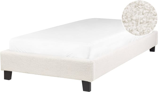 ROANNE - Eenpersoonsbed - Lichtbeige - 90 x 200 cm - Bouclé