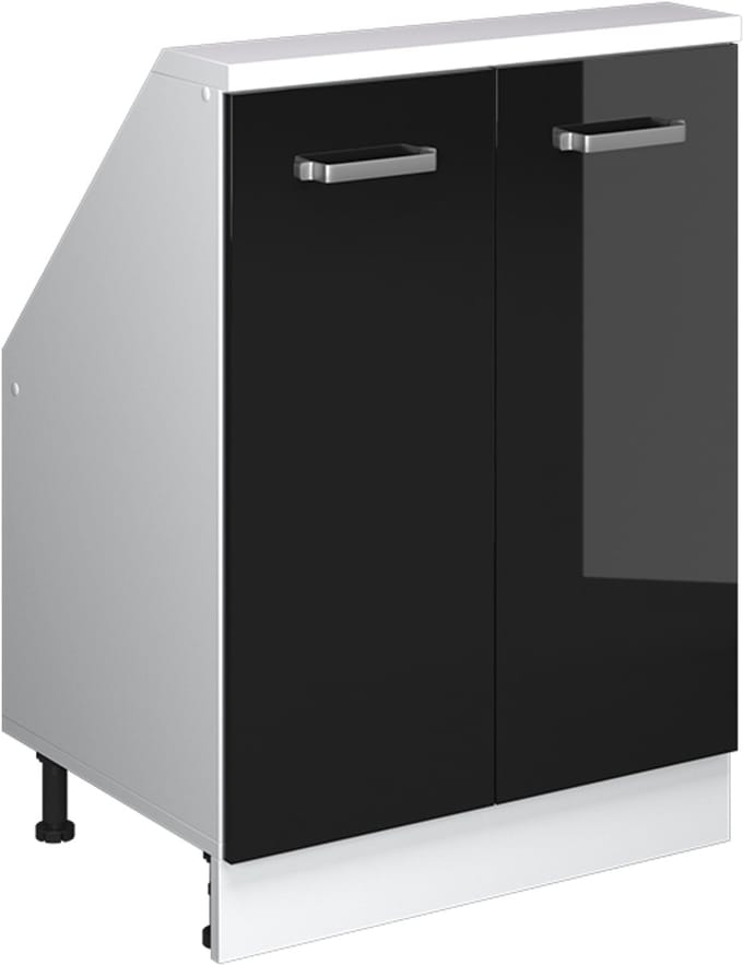 Vicco Rion Kast voor schuine wand – met 2 deuren Zwart hoogglans/wit