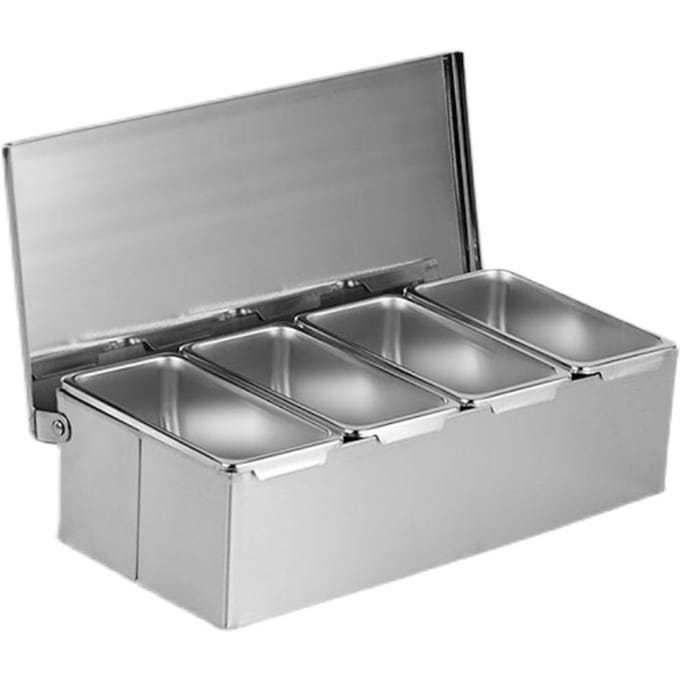 RVS kruidendoos 4 compartimenten trays grote capaciteit opslag kruidendoos voor keuken gray