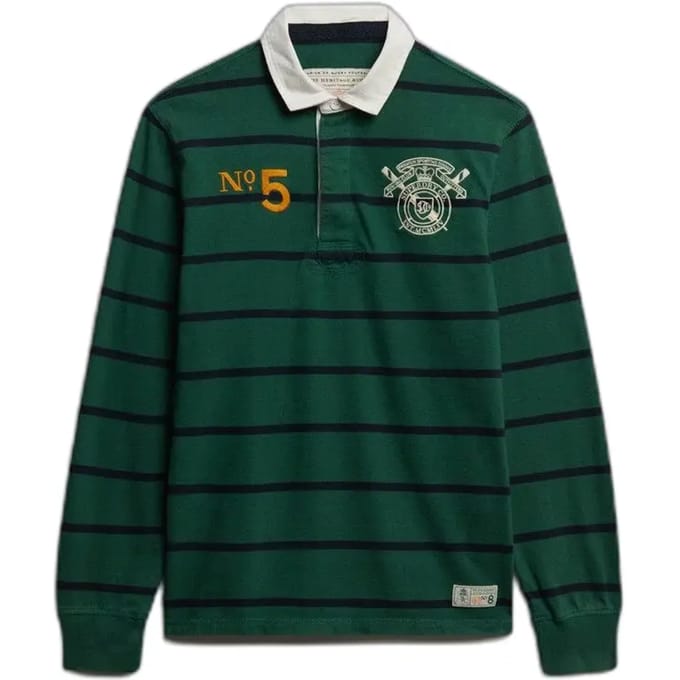 Gestreept polo met lange mouwen dubbele embleem Superdry Rugby