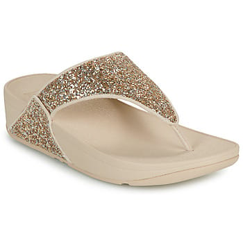 FitFlop Lulu Multi-Tonal Glitter Toe-Post Sandals Dames Slippers - Metallic Beige/Silver