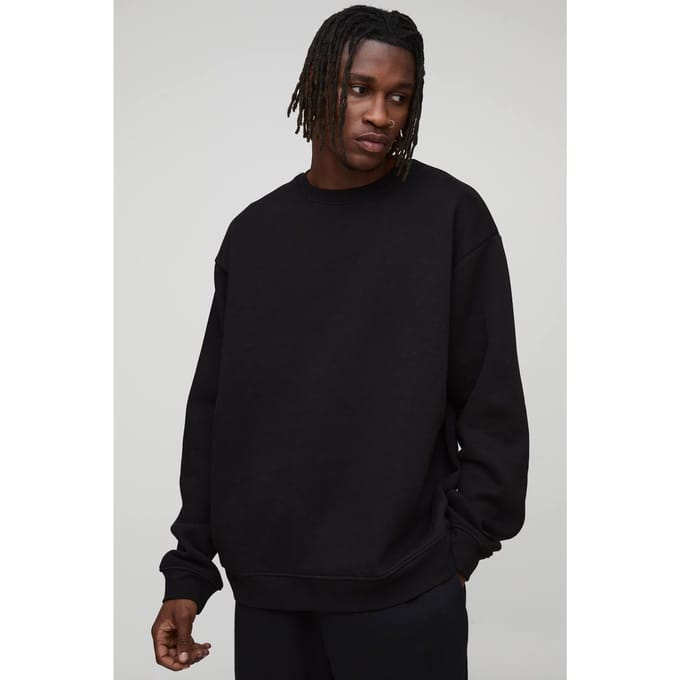 Tall Essential Oversized Crew Neck Sweatshirt | Black | Size Small