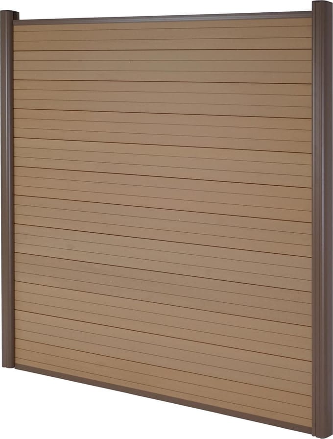WPC privacyscherm Sarthe, windscherm, aluminium palen ~ basiselement, 1,90m teakhout