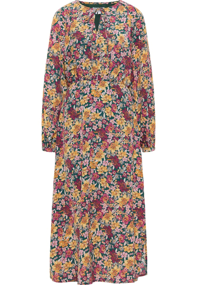 usha Maxi-jurk met bloemenprint qisha Dames Groen Veelkleurig