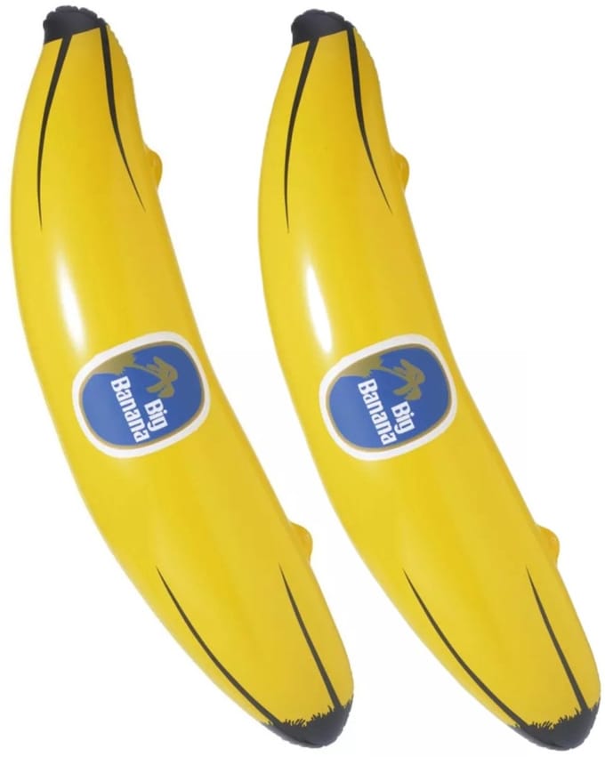 Widmann Opblaasbare banaan/bananen - 2x - 100 cm - Big Banana - strand decoratie