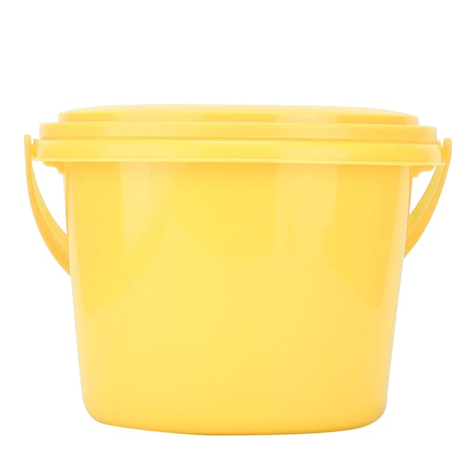Seau à pinceaux multifonction en plastique à 2 compartiments avec palettes pour mélange de couleurs(YJ004