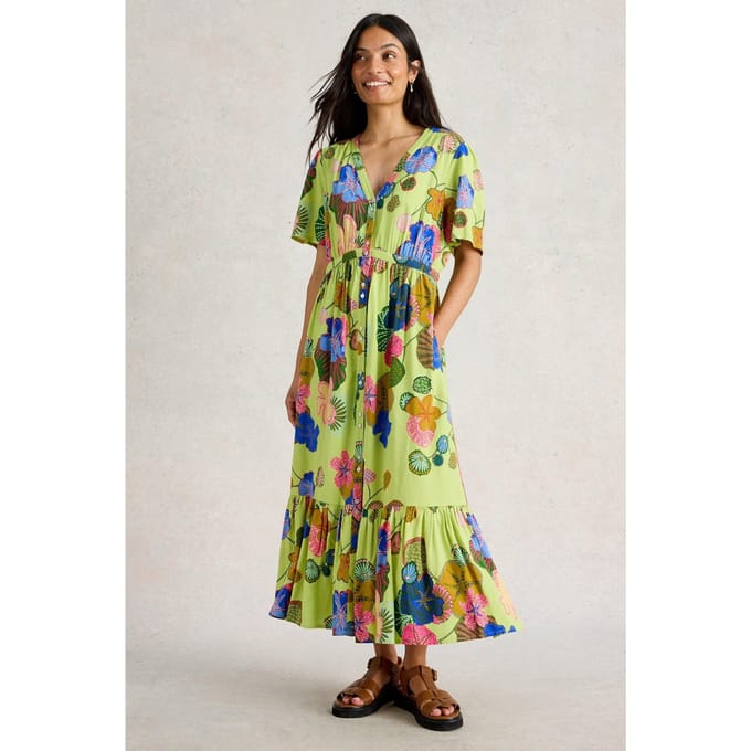 White Stuff Phoebe Midi Dress Green Multi Größe: 8 REGULAR | Midikleider Outlet | Damen | Grün