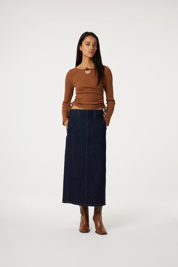 Fabienne Chapot Drina Top Burnt Sugar Maat: M | Longsleeves Outlet | Dames | Bruin