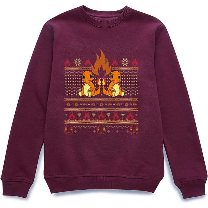 Pokémon Merry Litmas Unisex Christmas Jumper - Burgundy - S