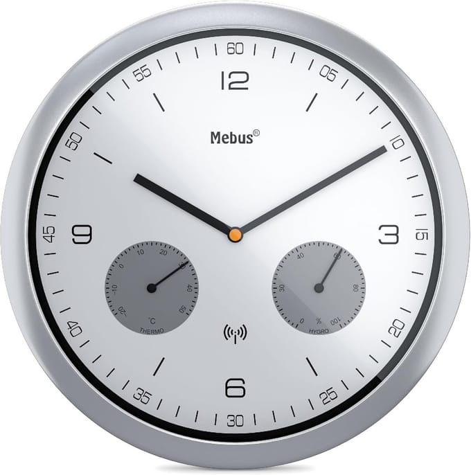 Grote Digitale Wandklok met Thermometer en Hygrometer 26 cm