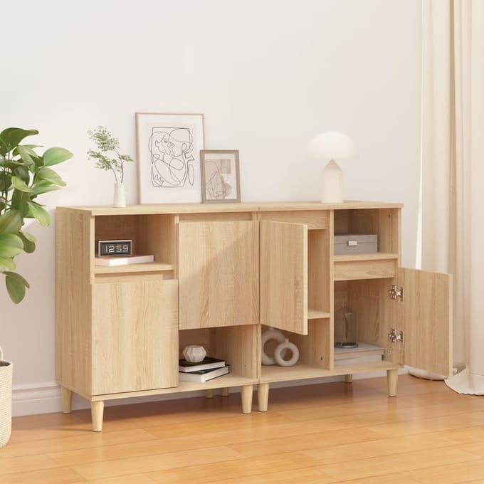 vidaXL - Dressoirs - 2 - st - 60x35x70 - cm - bewerkt - hout - sonoma - eikenkleurig