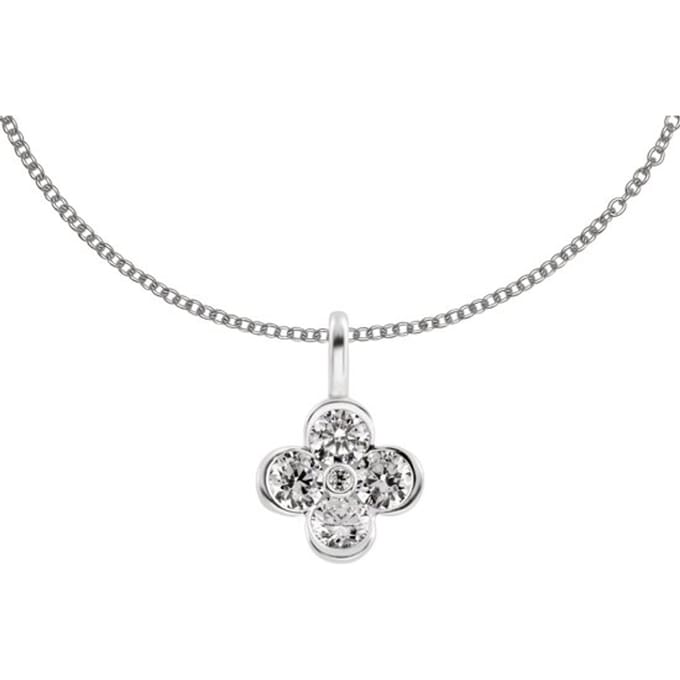 Diamonfire - Zilveren collier met hanger 45 cm - Bloem - 4 blaadjes