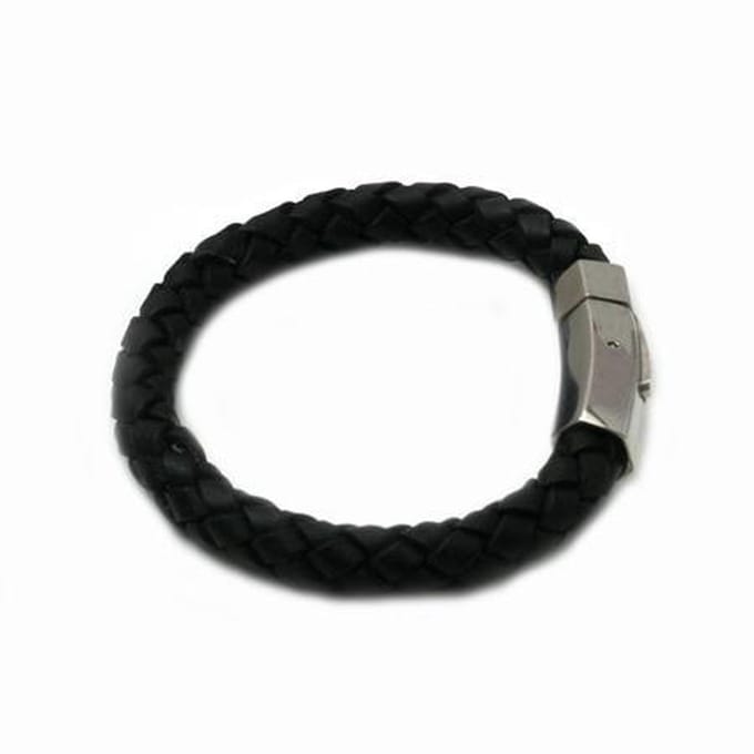 Heaven Eleven leer braided zwart - 8mm - 18 cm