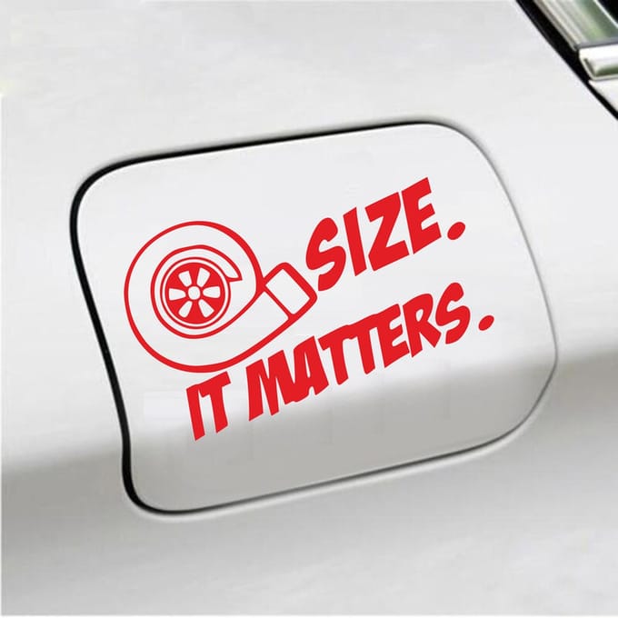 Bumpersticker - Size It Matters - 10 X 17 - Rood