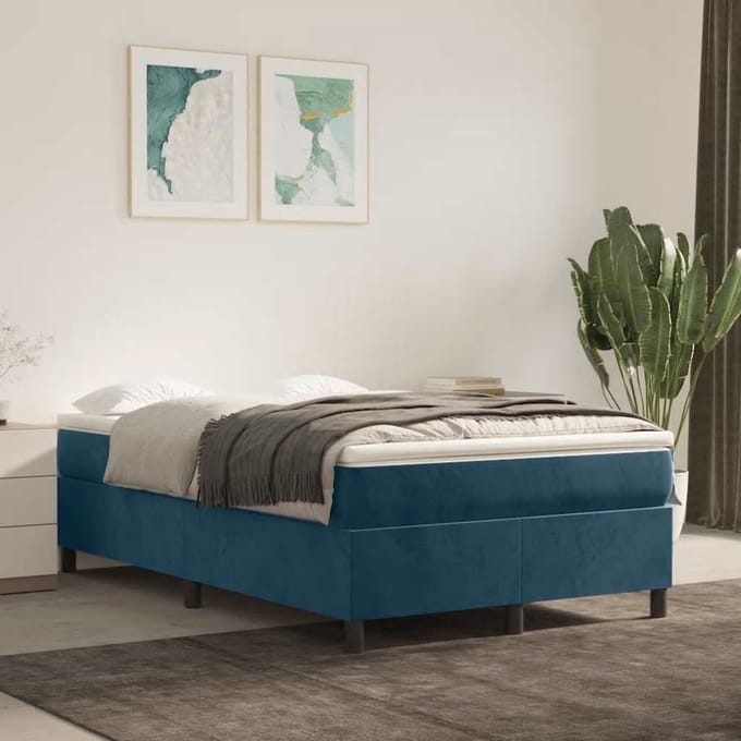vidaXL - Boxspring - bed - 120x200 - cm - fluweel - donkerblauw