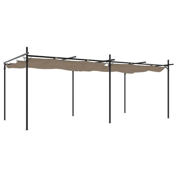 vidaXL - Pergola - met - uitschuifbaar - dak - 589x292x230 - taupe