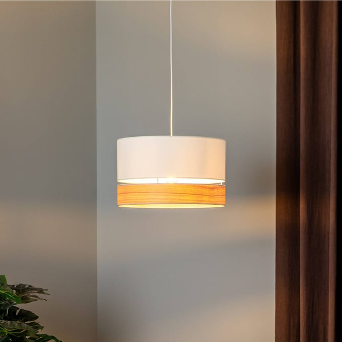 Euluna Levo hanglamp, Ø 40 cm, essenhout/ecru