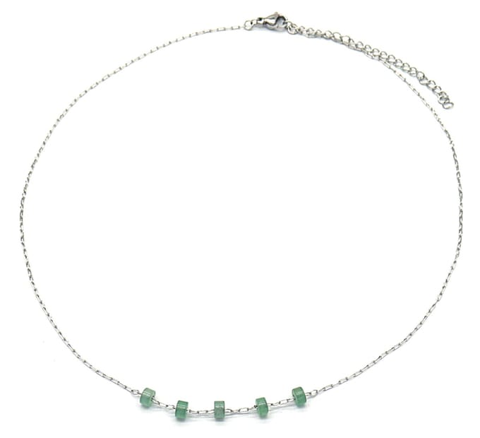 Ketting met Steentjes - RVS - Lengte 39-44 cm - Zilverkleurig