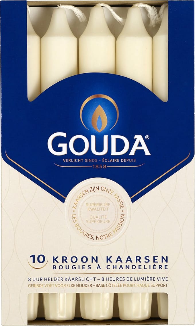 Gouda Dinerkaarsen Ivoor 20 cm - 10 Stuks