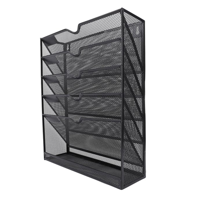 Wanddossierhouder Multifunctioneel Metaal 6 Niveaus Hangend Wandgemonteerde Dossierorganizer voor Thuis gray