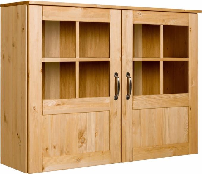 Alby - Wandvitrine met 2 Glazen Deuren - Naturel Grenen - 100 cm